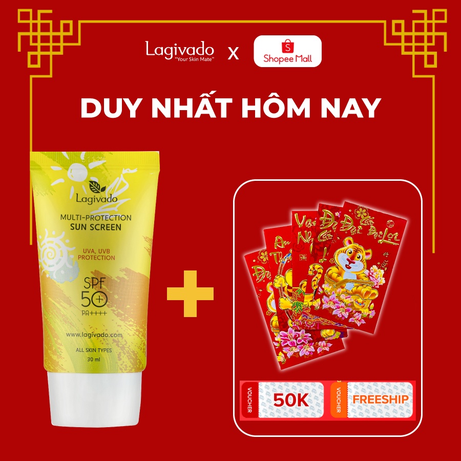 Kem chống nắng HQ Lagivado cho da dầu mụn, nhạy cảm SPF50+ PA++++ - 30g