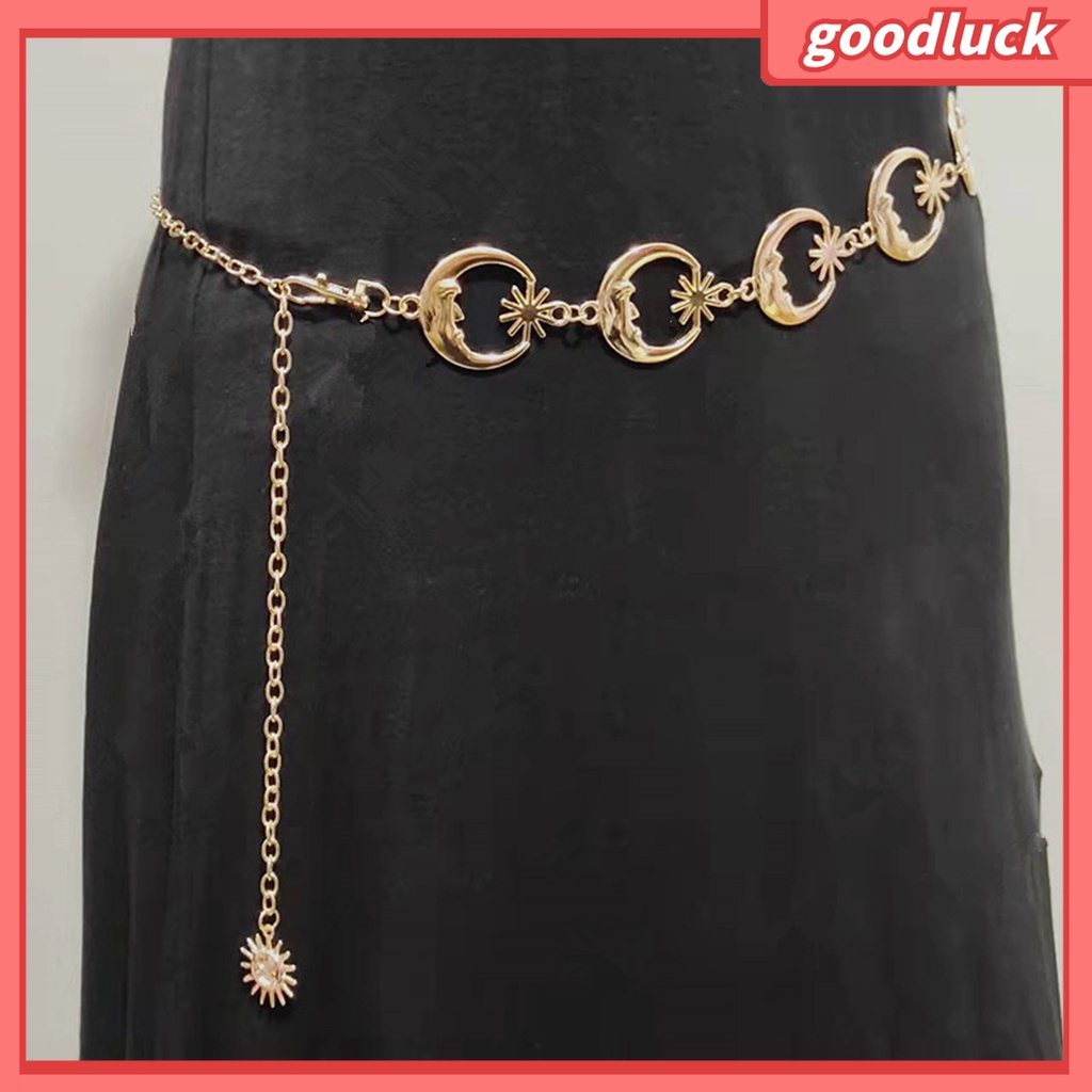 &lt; Golu &gt; Dây Đeo Thắt Lưng Trang Trí Hình Mặt Trăng Ngôi Sao Rỗng Phong Cách Punk Hip Hop Nhỏ Gọn Lâu Trôi Thích Hợp Làm Quà Tặng