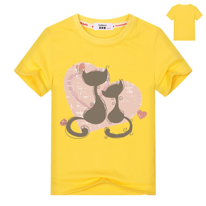 Áo thun họa tiết mèo hoạt hình bằng vải cotton dễ thương dành cho bạn gái