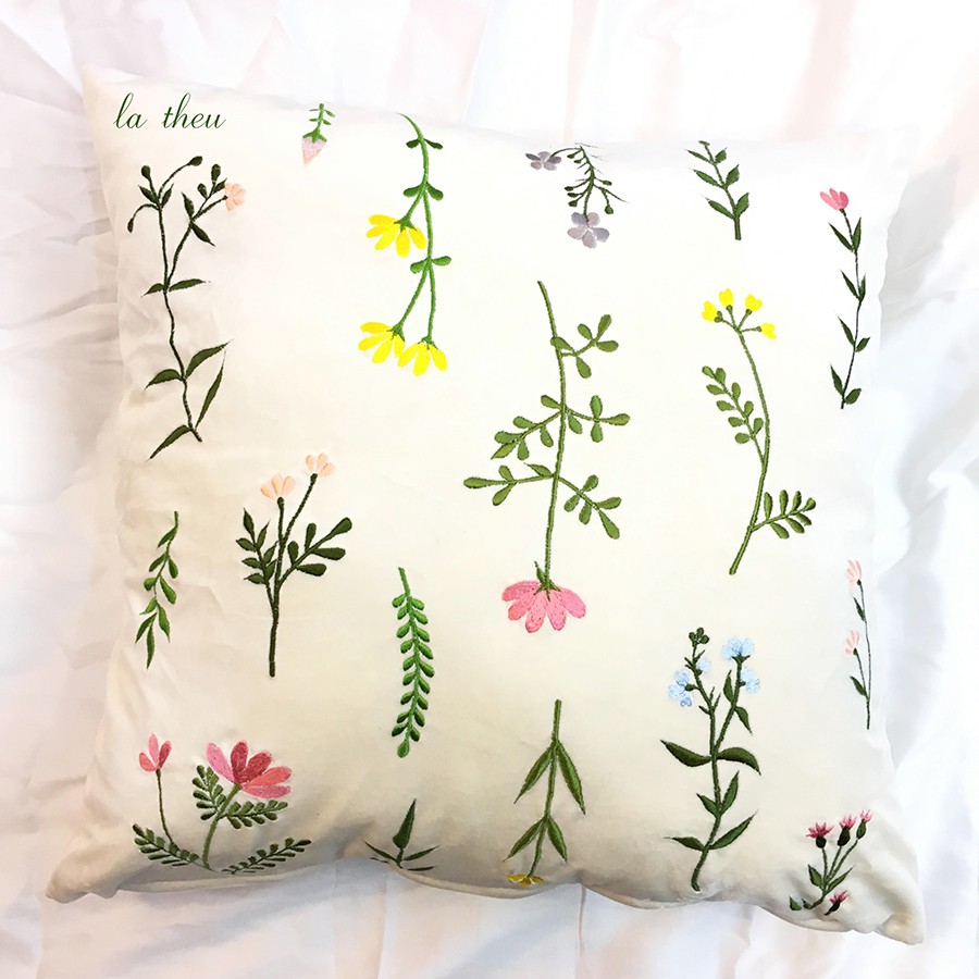 Gối tựa sofa trang trí (vỏ gối chưa kèm ruột) - Hoa Lá
