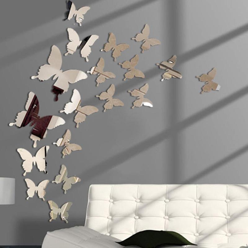 Bộ 12 hình dán hình bướm hiệu ứng 3D trang trí phòng khách/ phòng ngủ