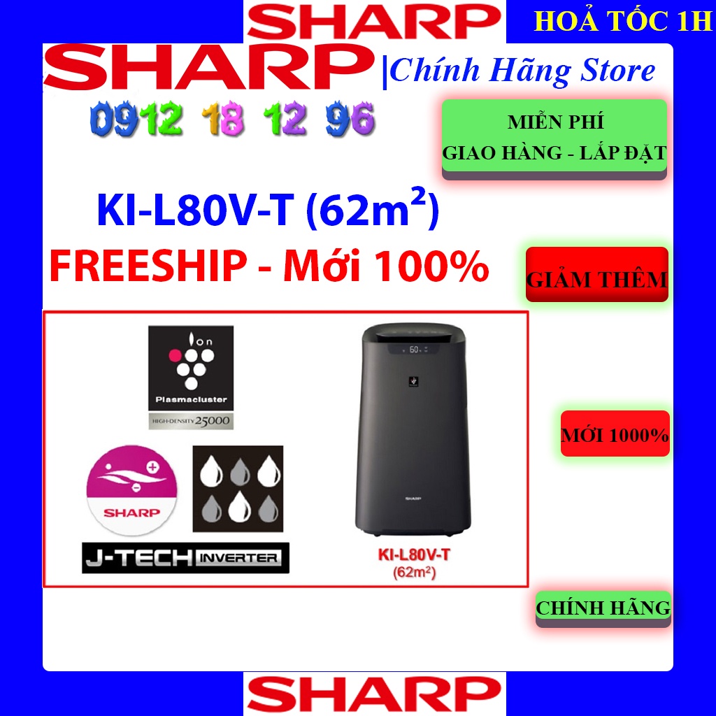 Máy lọc không khí và tạo ẩm Sharp KI-L80V-T (62m²)