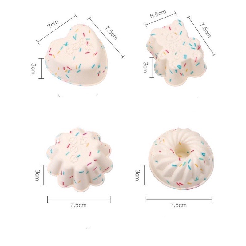 KHUÔN BÁNH CUPCAKE/MUFIN BẰNG SILICON 7cm CHỐNG DÍNH - LÀM BÁNH CHO BÉ(CÓ NHIỀU HÌNH)