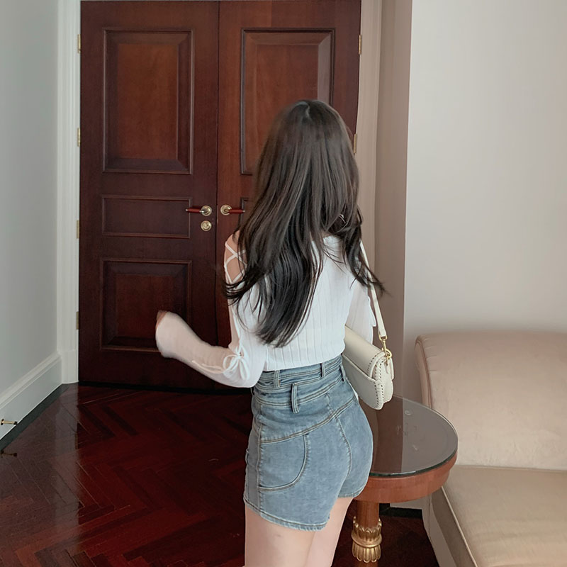 NEW Áo Thun Gân Tay Dài Thiết Kế Hở Vai Quyến Rũ Cho Nữ 2020