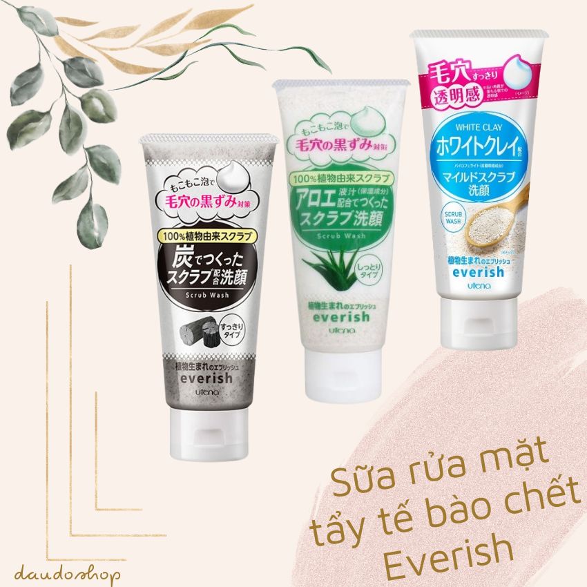 Sữa rửa mặt tẩy tế bào chết Nhật Bản hiệu Everish 135g