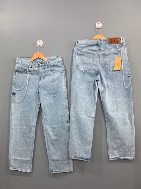 [HÌNH THẬT CUỐI] Quần baggy ống rộng Form Unisex Tặng Kèm Chain Xích