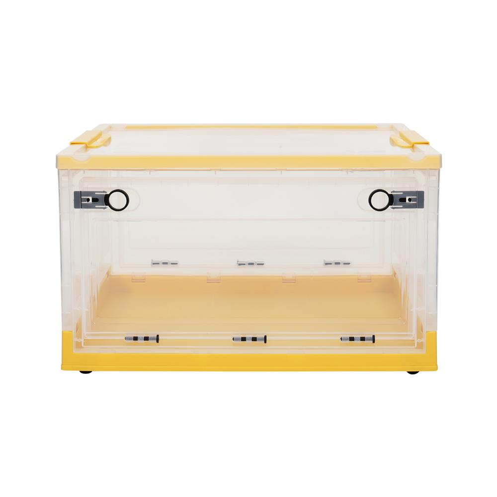 HomeBase STACKO Thùng nhựa đa năng có nắp, bánh xe, có thể gấp lại INE W51xH30.5xD36cm màu vàng/trắng trong