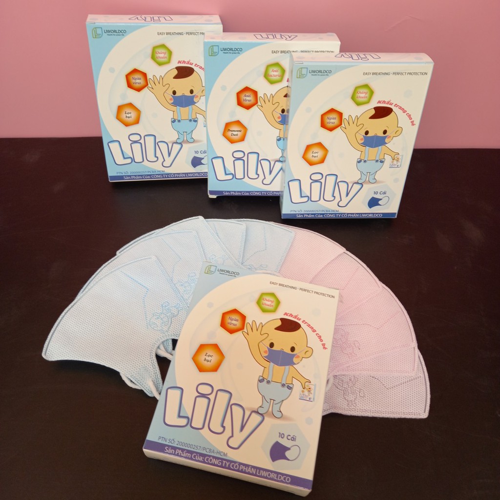 Khẩu trang y tế Lily cho bé hộp 10 cái như hình kháng khuẩn KT03 | BigBuy360 - bigbuy360.vn