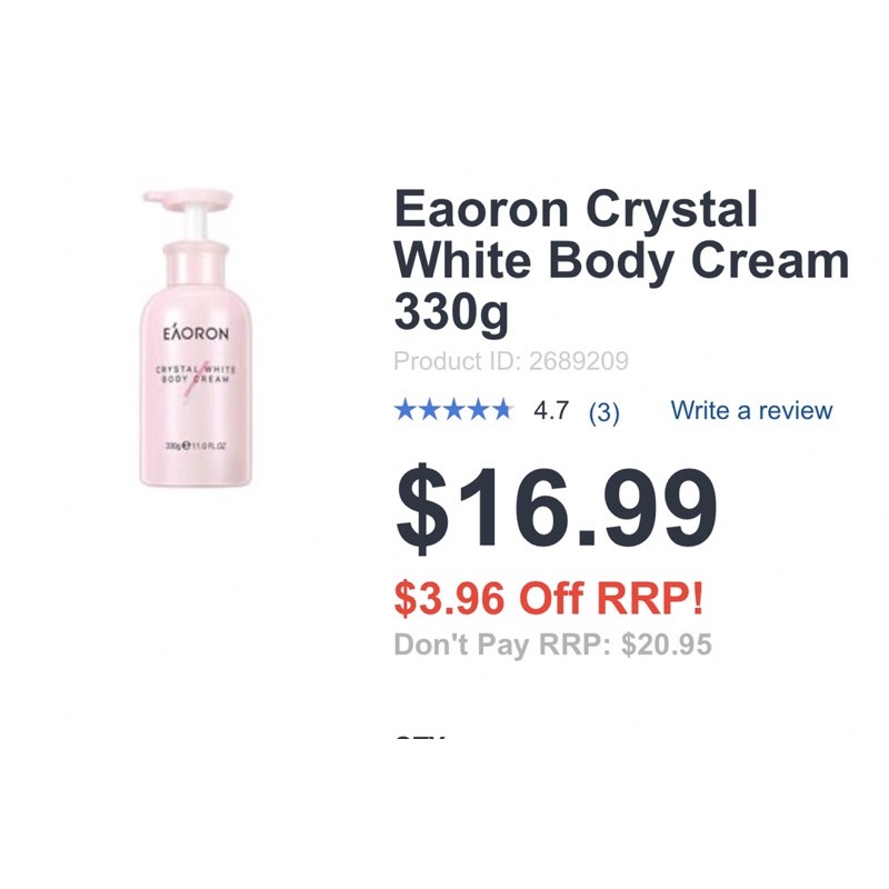 Kem Body trắng da Eaoron Crystal white Body Cream