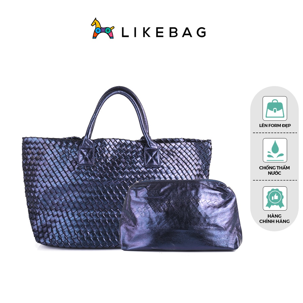 Combo túi xách nữ kèm ví cầm tay mini LIKEBAG da PU đan độc đáo 215ST9787 - LIBAGI