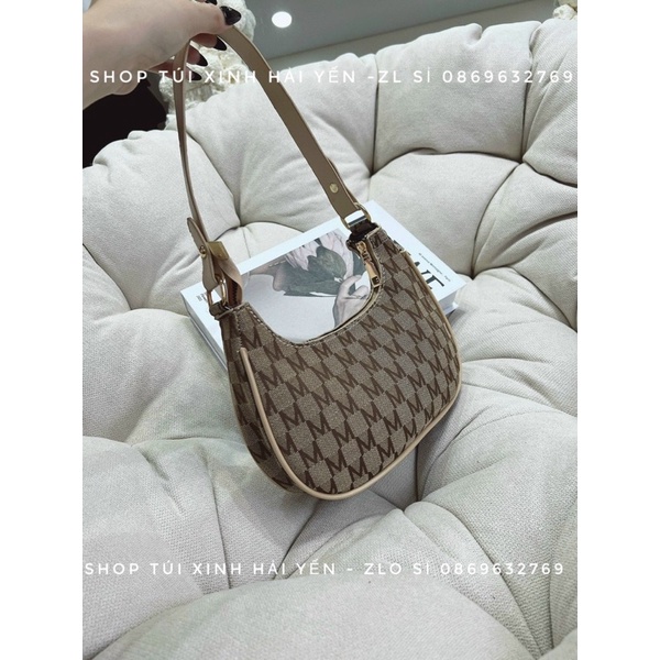 túi đeo vai, kẹp nách hoạ tiết chữ m dáng bàu thuyền siêu đẹp