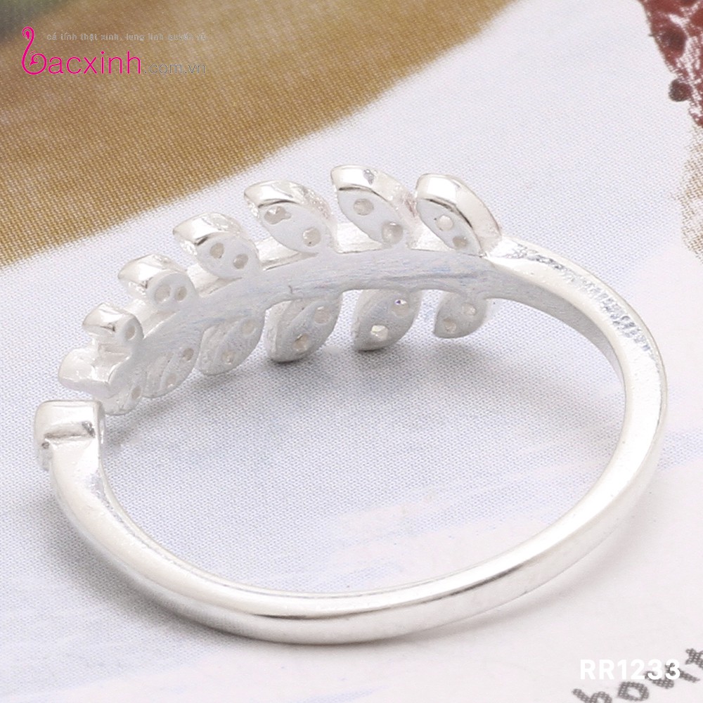 Nhẫn bạc Ý 925 Bạc Xinh Huệ Ngân - Nhẫn lá Oliu đẹp RR1233
