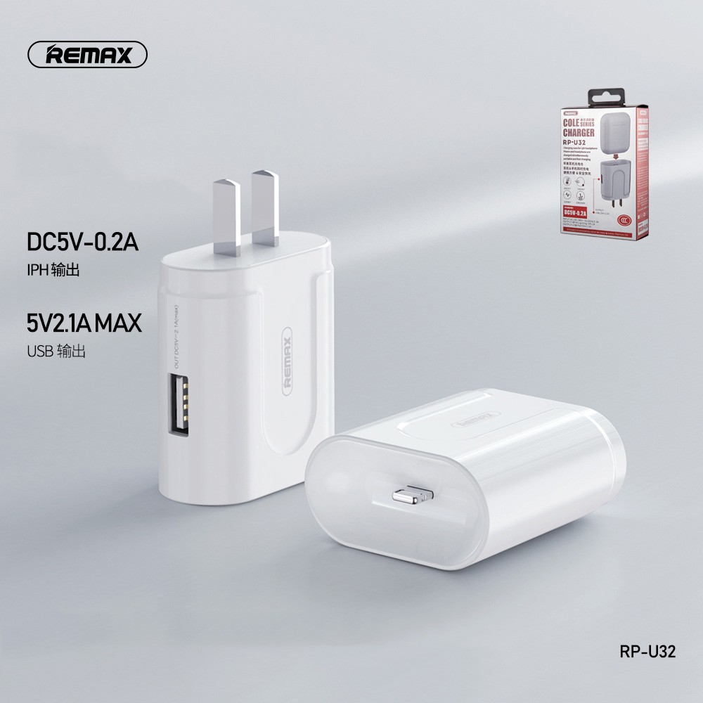 [ Giá siêu rẻ,chính hãng ] Củ Sạc Remax RP-U32 - vừa sạc điện thoại vừa sạc airpod
