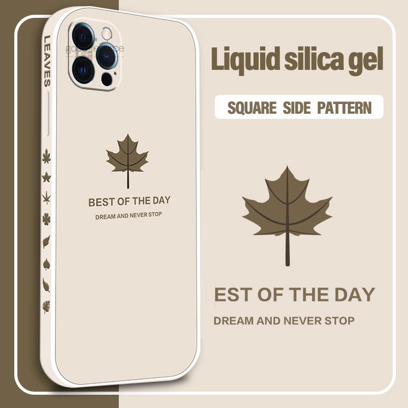 Sang trọng Maple Leaf Patterned Silicone Lỏng Trường Hợp Cho Xiaomi Redmi 9 9A 9T Redmi note 7 8 pro 10 Original Vuông Silicone Màu Sắc Điện Thoại Bìa