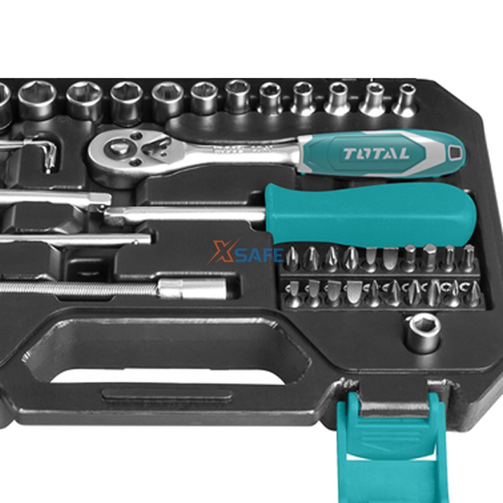 Bộ đồ nghề 46 chi tiết TOTAL THT421441 Bộ dụng cụ kèm Soket chất liệu CR-V (50BV30), phủ lớp chống gỉ sét, chịu lực