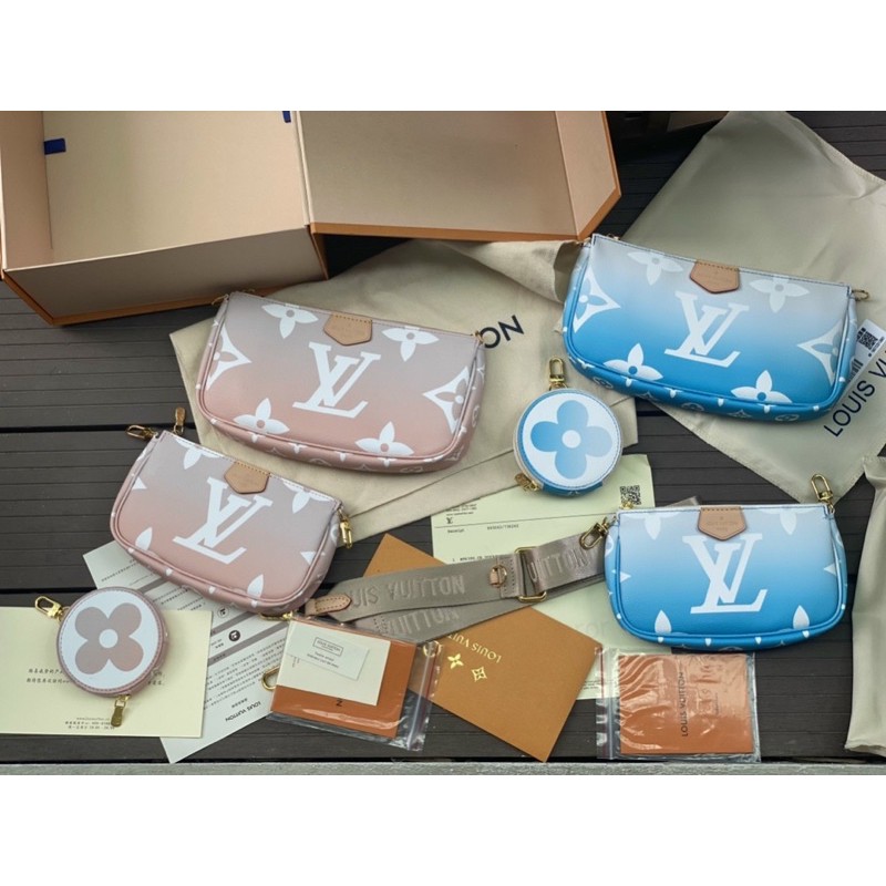 Set LV Multi Pochette Accessories fullbox sổ thẻ màu pastel mê mệt