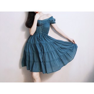 Đầm xô xoè tay bồng cột rút dây