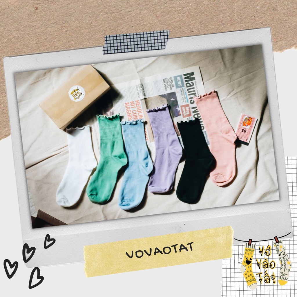 TẤT VỚ NỮ CỔ CAO BÈO NHÚN MÀU TRƠN ĐƠN GIẢN