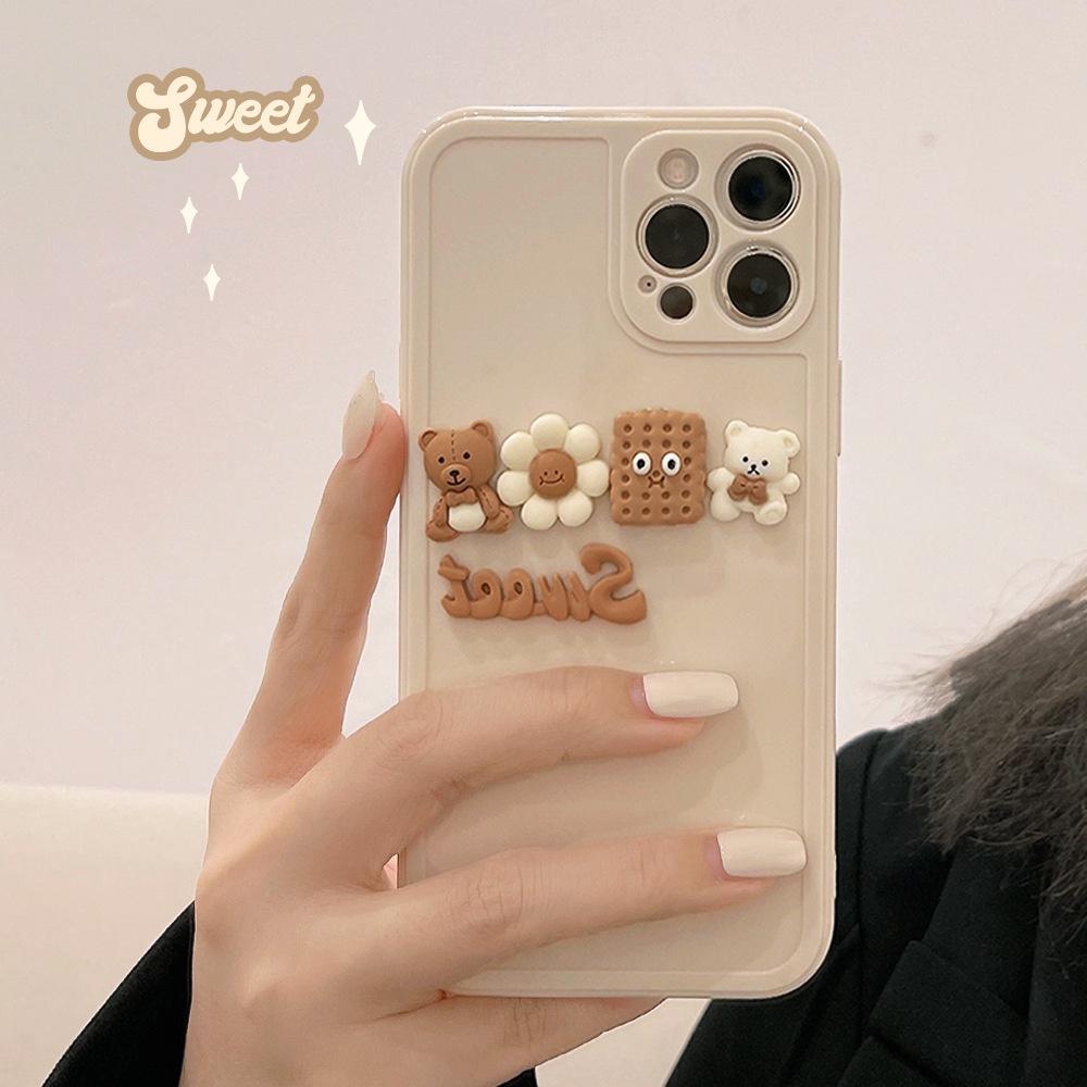 Ốp điện thoại họa tiết gấu bánh quy 3D bảo vệ thích hợp cho IPHONE 13 12 MINI 11 PRO MAX X XS XR 8 7 PLUS 2020 SE