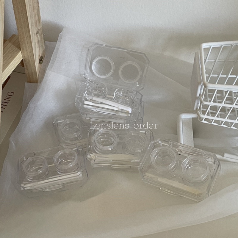 Hộp Đựng Kính Áp Tròng Trong Suốt Nắp Cao Su Dễ Nhìn Thấy Lens Không Cần Xoáy Nắp