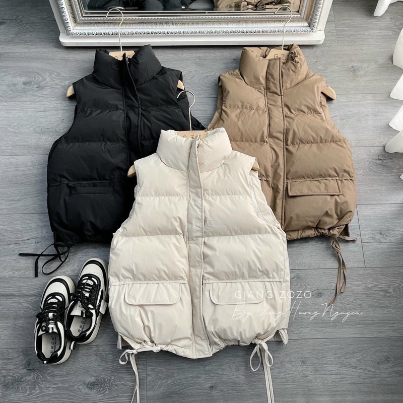 Bán sỉ áo phao ghile rút dây 3 màu hàng QC