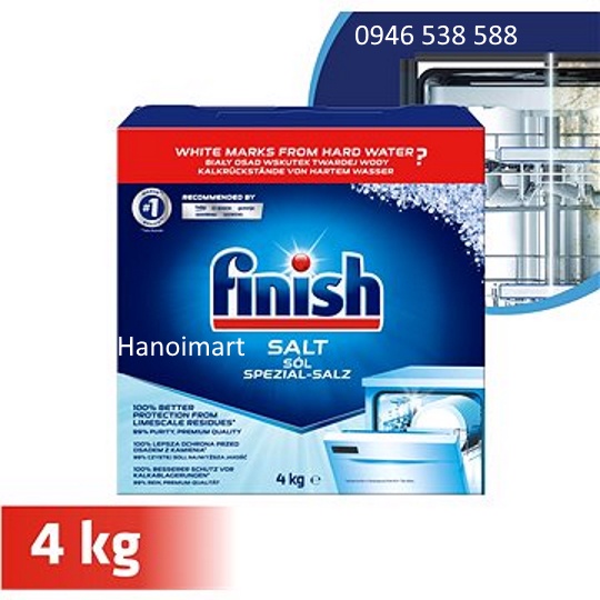 Combo Muối rửa bát Finish 4kg+Vệ sinh máy Finish