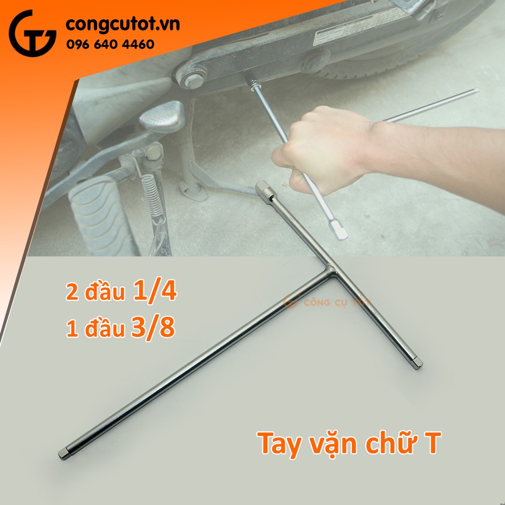 Tay vặn chữ T 3 đầu 1/4 và 3/8 Standard