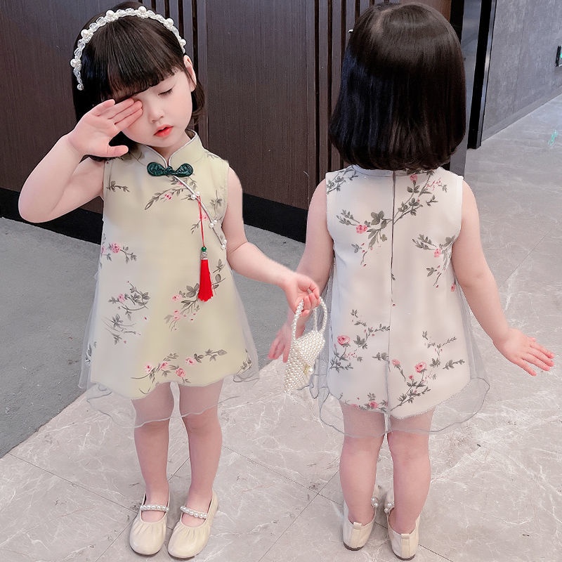 Đầm Sườn Xám Phong Cách Trung Hoa Xinh Xắn Cho Bé Gái
