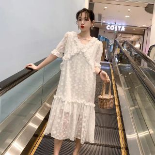 Váy bầu trắng tiểu thư