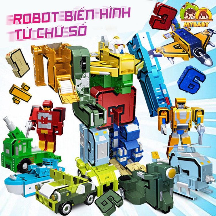 Bộ Đồ Chơi Robot Biến Hình Lắp Ráp Chữ Số Chi Tiết, Giáo Dục Cho Bé Tại Nhà, Mybaby