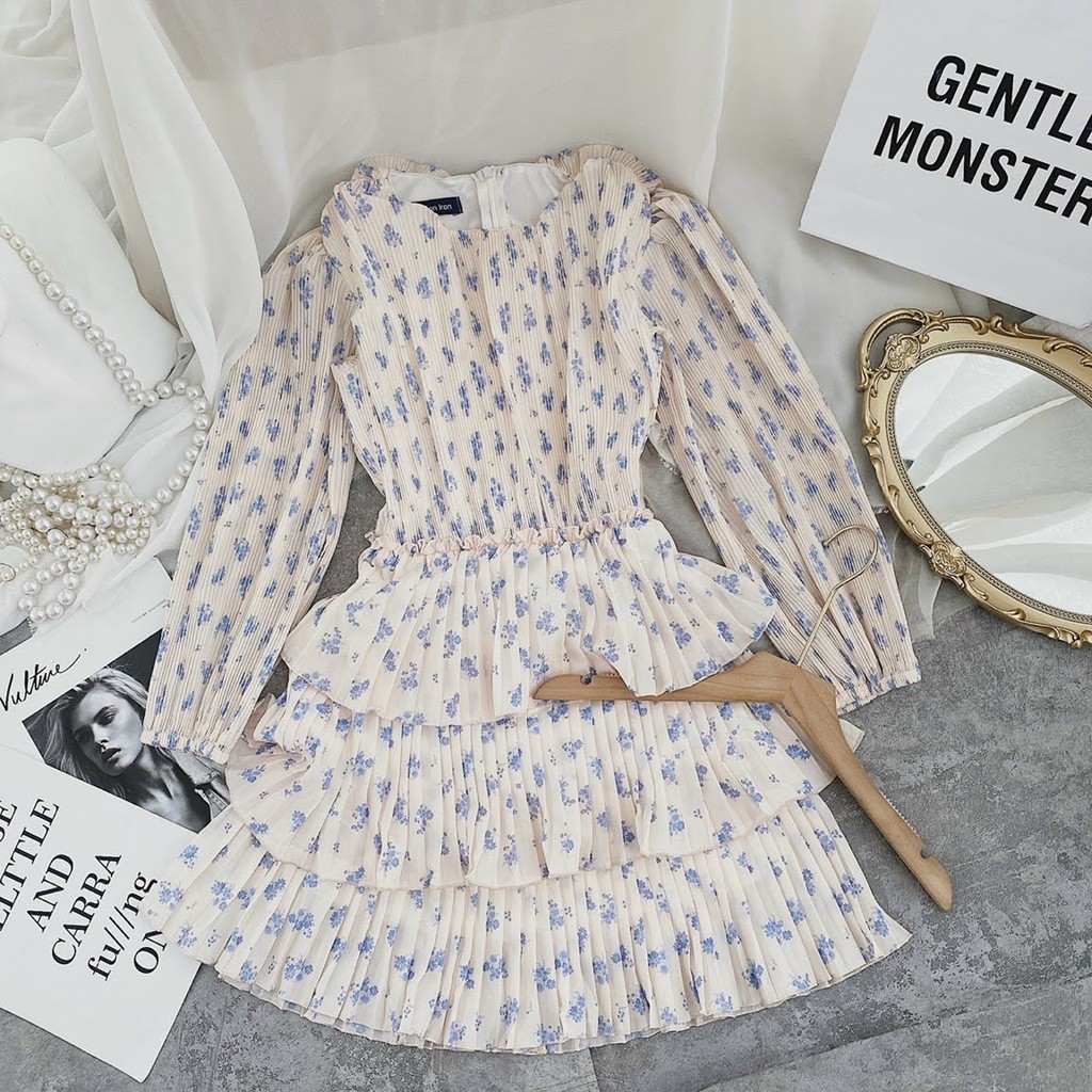 🎁🎁 Đầm tầng hoa nhí xếp ly