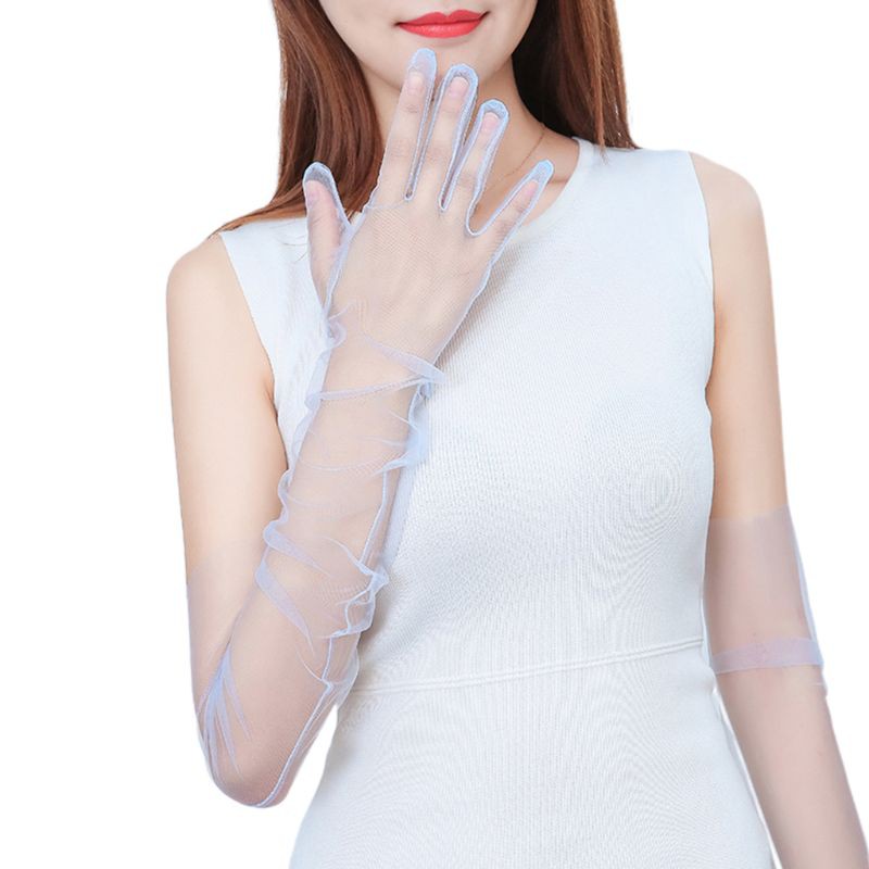 Găng tay vải tuyn màu trơn phong cách vintage thời trang cho nữ