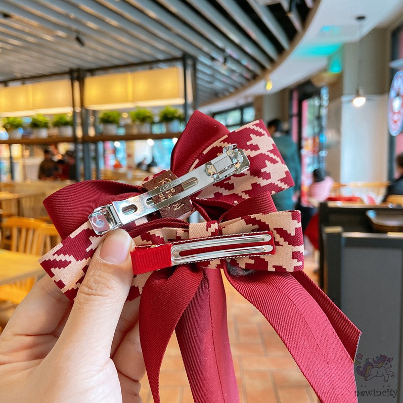 Kẹp tóc đính nơ vải satin thời trang thanh lịch cho bé gái