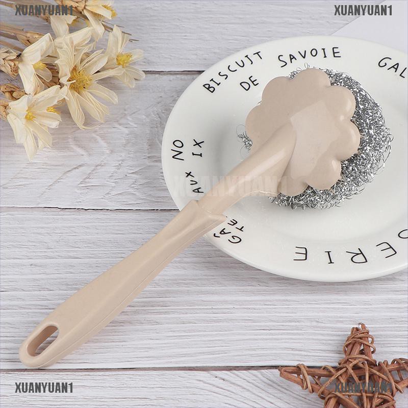 [XUANYUAN1] Bàn Chải Bóng Sợi Thép Không Gỉ Với Tay Cầm Dài Cho Nhà Bếp