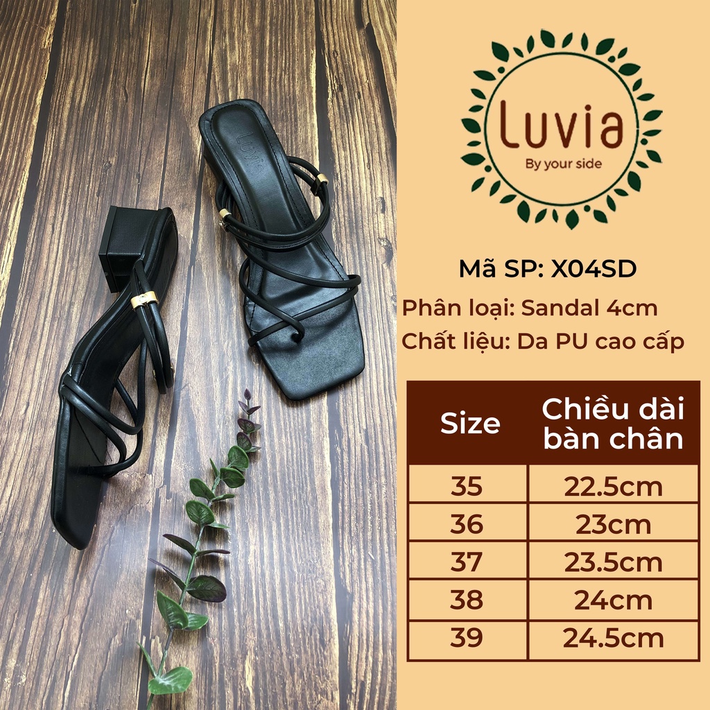 Dép cao gót 4 phân đế vuông quai hậu Luvia X04SD