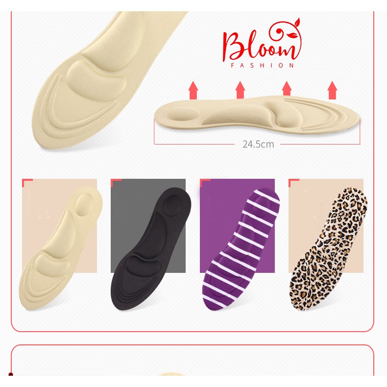 [COTTON 100%] Miếng lót giày giảm áp lực lên bàn chân, êm chân, thoáng khí | Màu Kem | Phụ kiện giày Bloom LG07