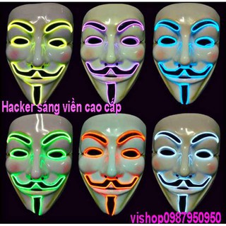 MẶT NẠ HÓA TRANG HACKER anonymous đèn led viền cao cấp chính hãng
