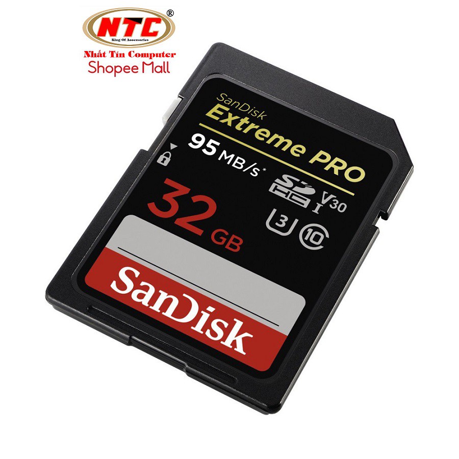 Thẻ nhớ Máy Ảnh SDHC SanDisk Extreme Pro U3 V30 633X 32GB 95MB/s (Đen)