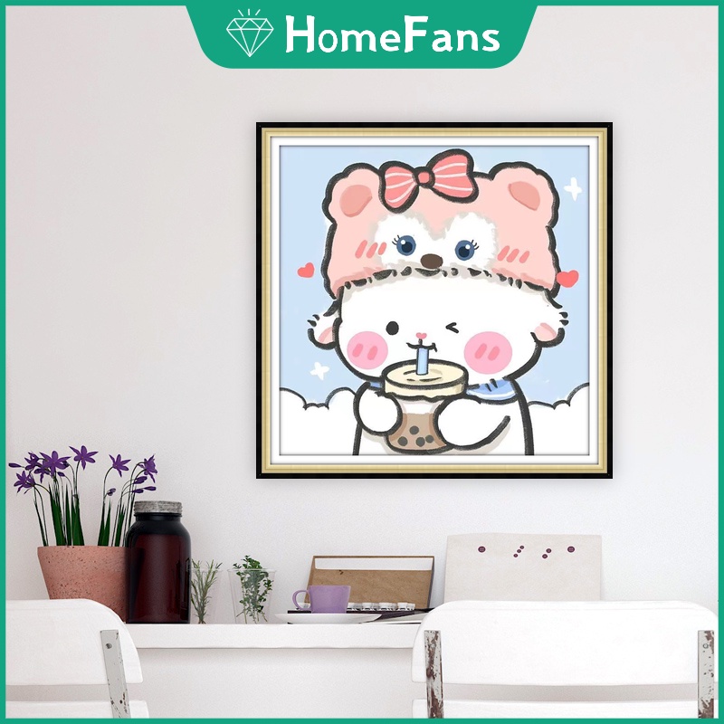 Bộ Tranh Đính Đá 5D Tự Làm Hình Chú Cừu Dễ Thương Kích Thước 30x30cm / 40x40cm / 50x50cm