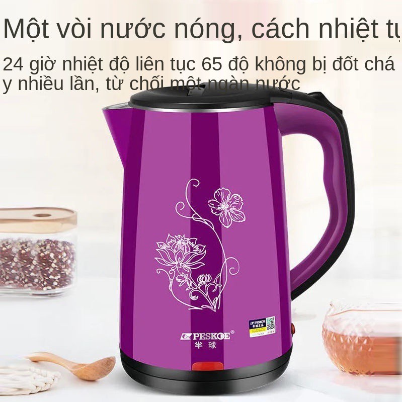 ấm điện bán cầu cách gia dụng tự động- tắt đun nước sôi bằng thép không gỉ 304 nhanh pha trà