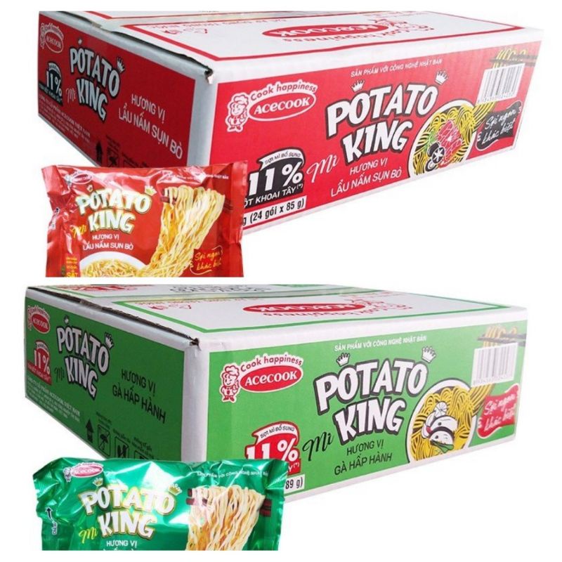 MÌ KHOAI TÂY POTATO KING: VỊ LẨU GÀ LÁ É + LẨU NẤM SỤN BÒ