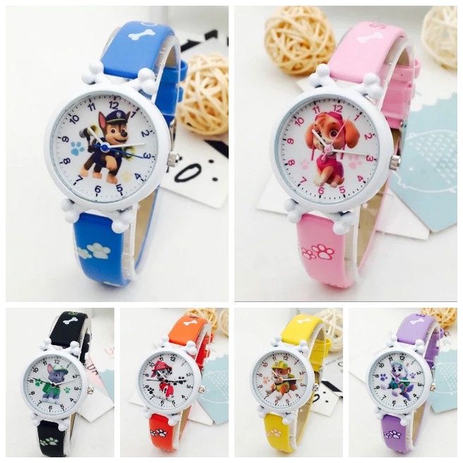 Đồng hồ dây da họa tiết hoạt hình Paw Patrol cho bé trai/bé gái