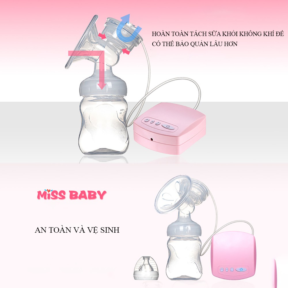 Máy hút sữa điện đơn Miss Baby  massage kích sữa điều chỉnh 9 mức độ, thiết kế thông minh, an toàn cho bé yên tâm cho mẹ