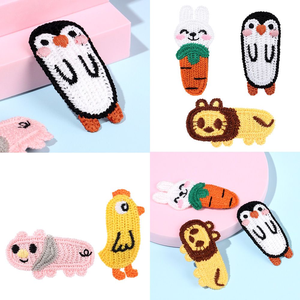 Kẹp tóc dệt kim hình thỏ / chim cánh cụt / gà hoạt hình dễ thương đa dạng tùy chọn