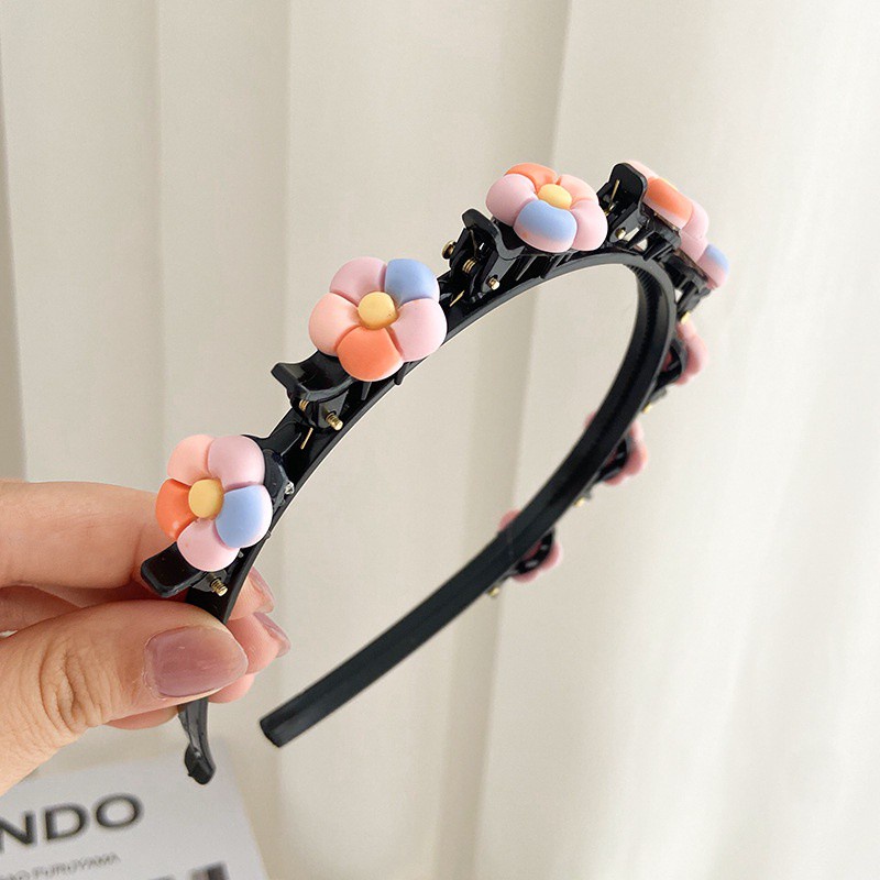 Kẹp Tóc Bện Đính Hoa Không Đau Xinh Xắn Cho Bé Gái