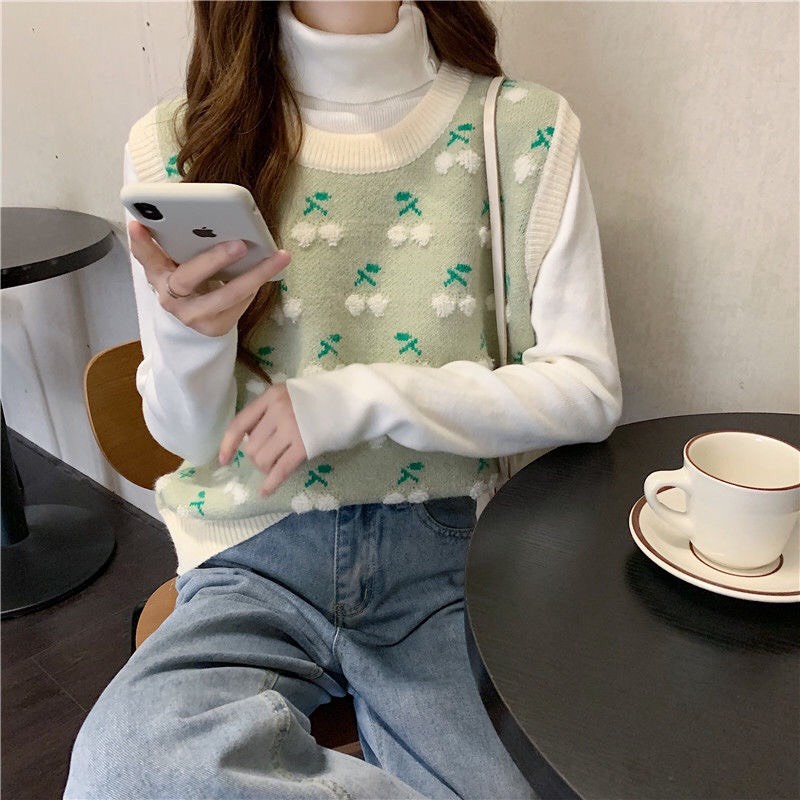 ÁO GILE LEN QUẢ CHERRY ULZZANG