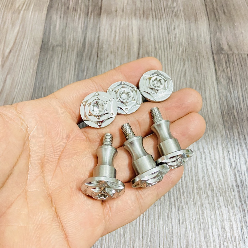 Bộ 2 ốc gắn đầu xe WAVE, DREAM thái, ốc kiểu INOX 304 sáng bóng mẫu SALAYA trang trí xe siêu chất