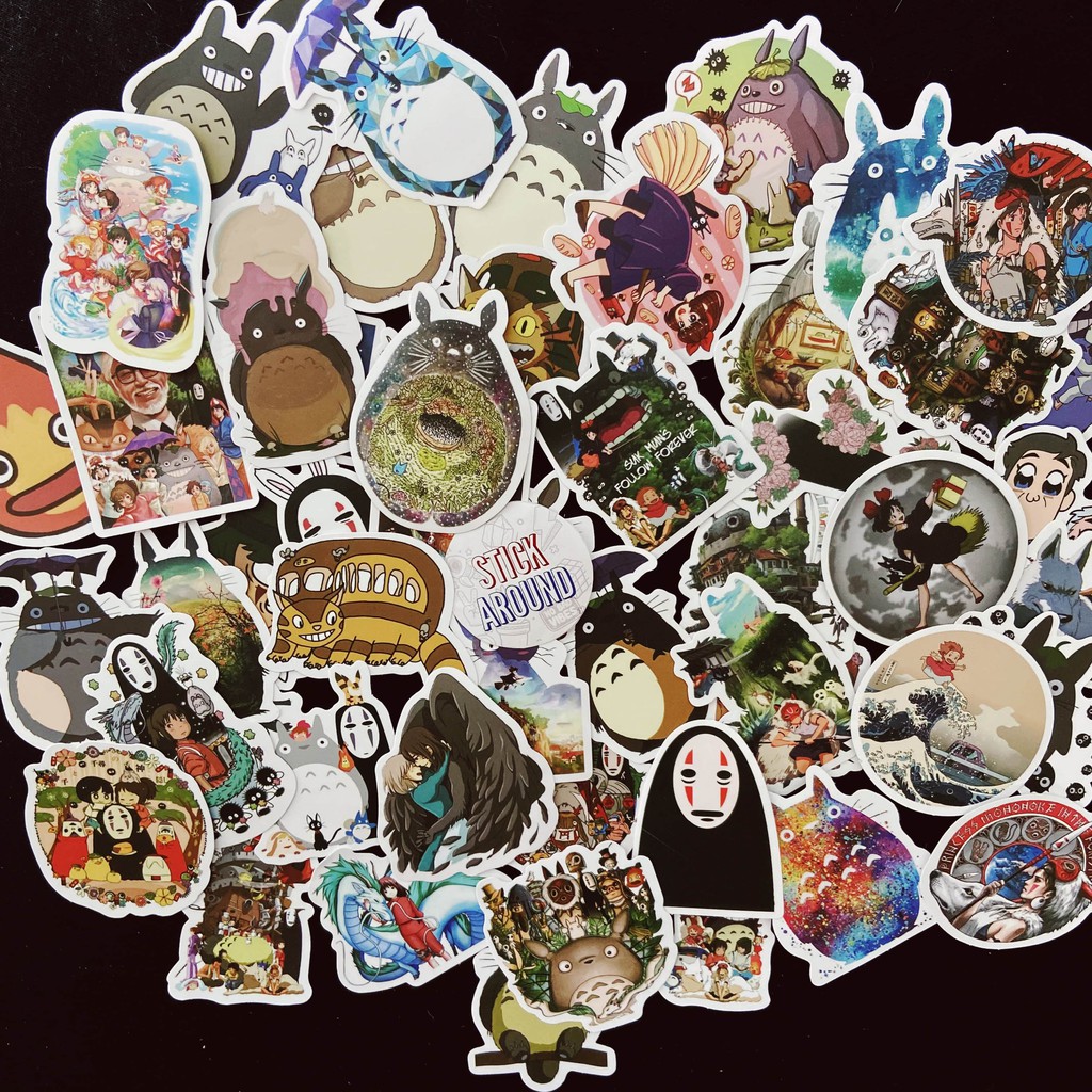 50 sticker Anime Spirited Away/Totoro/ Vô diện decal hình dán stickaroundvn