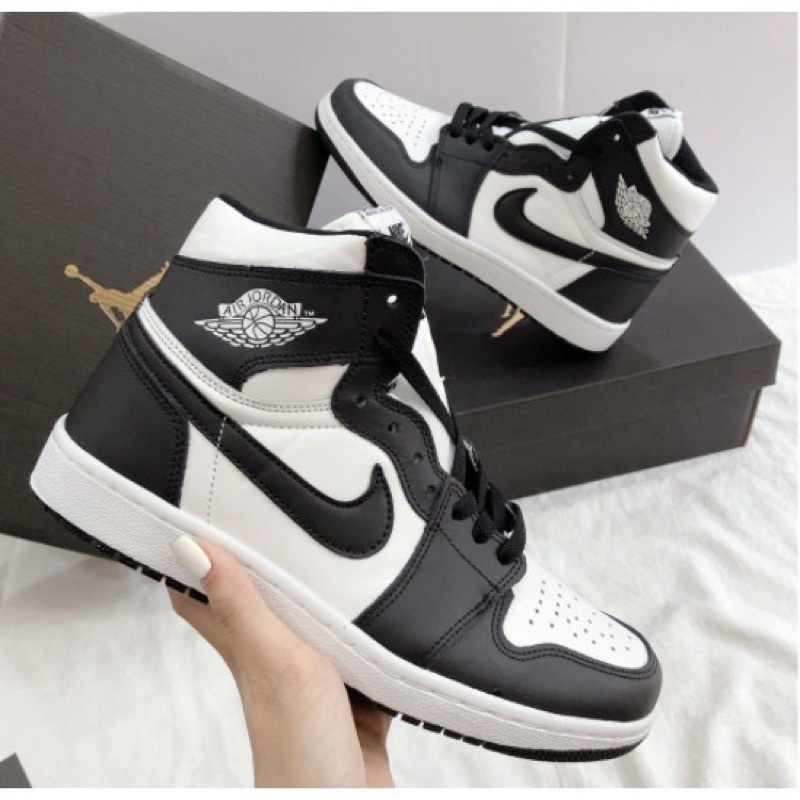 Giày JORDAN 1 PANDA Cao Cổ ⚡️FULL BOX BILL⚡️ Giày 𝐉𝐨𝐝𝐚𝐧 JD1 Đen Trắng Cổ Cao, High Panda Trẻ Trung Nam Nữ 2021