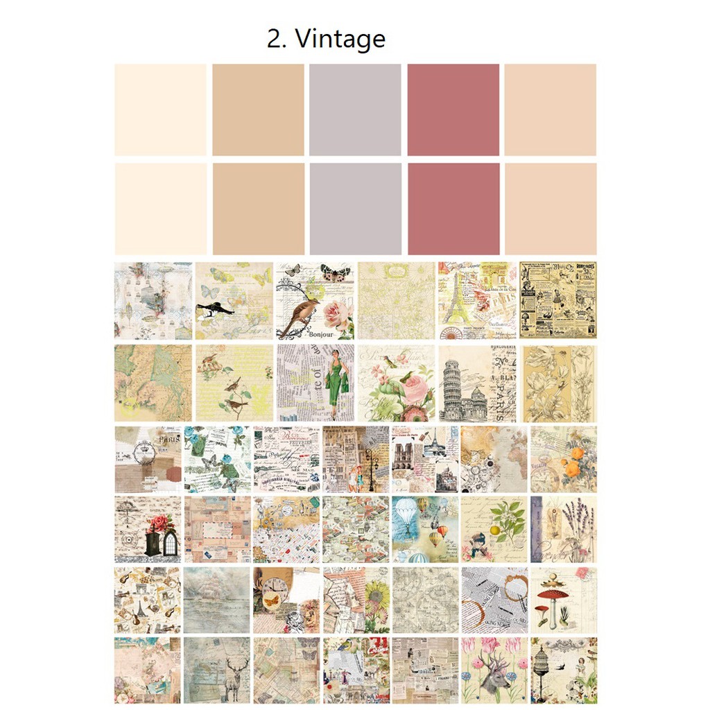 Set 50 tờ giấy mỹ thuật trang trí planner (KHÔNG KEO DÍNH)